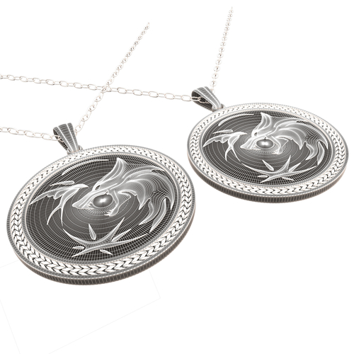 Necklace Wolf Pendant 03 3D Print 496241