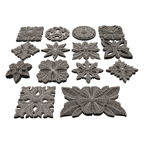 Rosette Carved Collection CNC 3D Print 496449