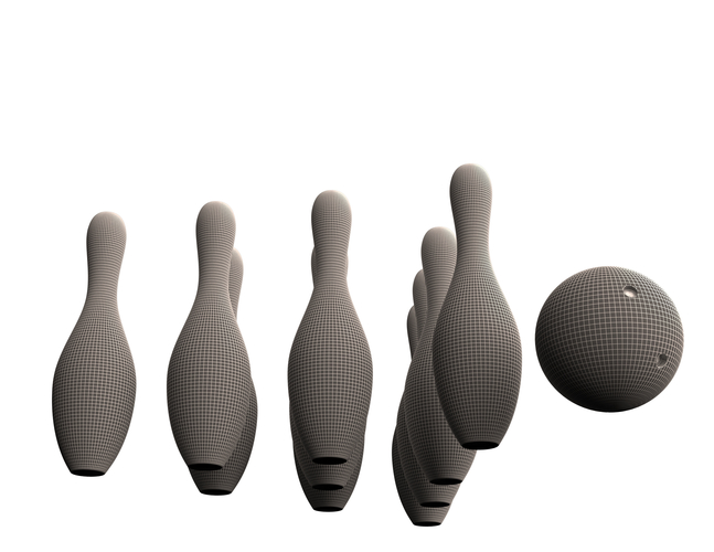 Bowling Ball and Pins 3D Print 496957