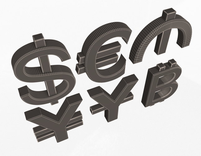 Currency Symbols Collection 3D Print 497433