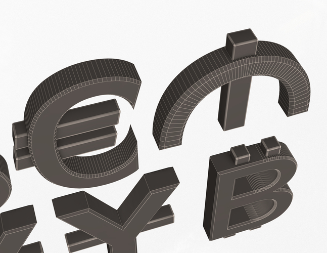 Currency Symbols Collection 3D Print 497435