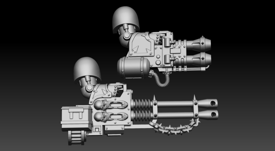 2 HANDS WITH AUTOCANNON REAPER AND WITH HEAVY FLAMER 3D Print 497672