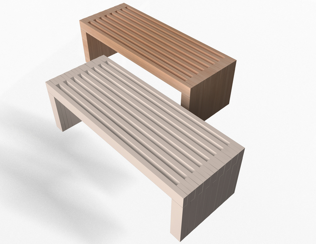 Simple Wooden Bench 3D Print 498669