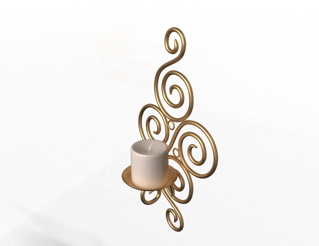 Wallmounted Iron Candle Holder 02 3D Print 498936