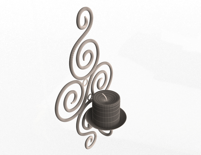 Wallmounted Iron Candle Holder 02 3D Print 498940