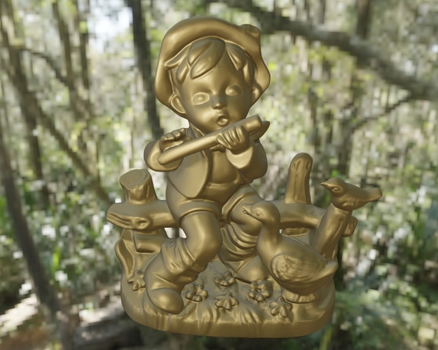 Flute boy and animals 3D Print 499163