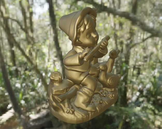 Flute boy and animals 3D Print 499166