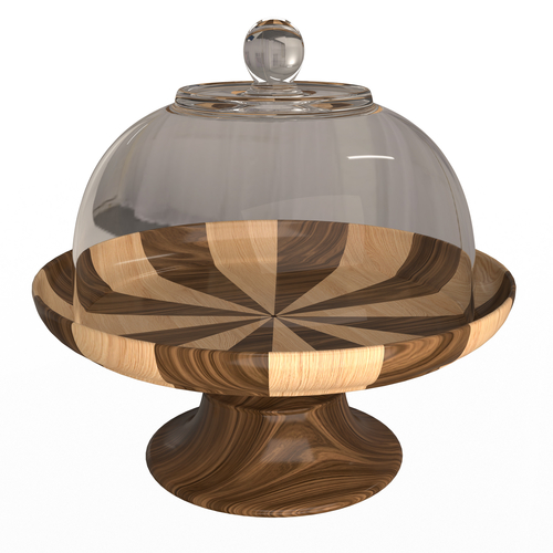 Cake Stand Wooden with Dome 3D Print 499947