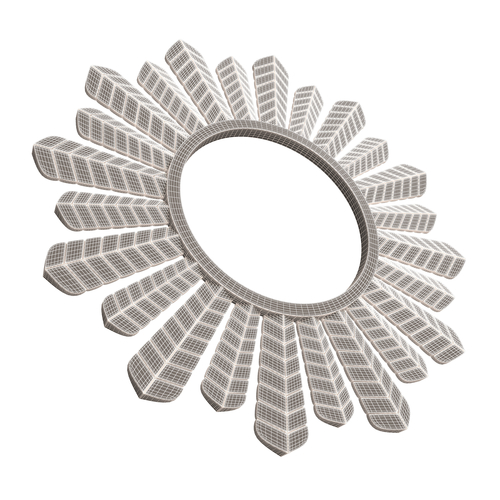 Leaf Round Mirror 02 3D Print 500425