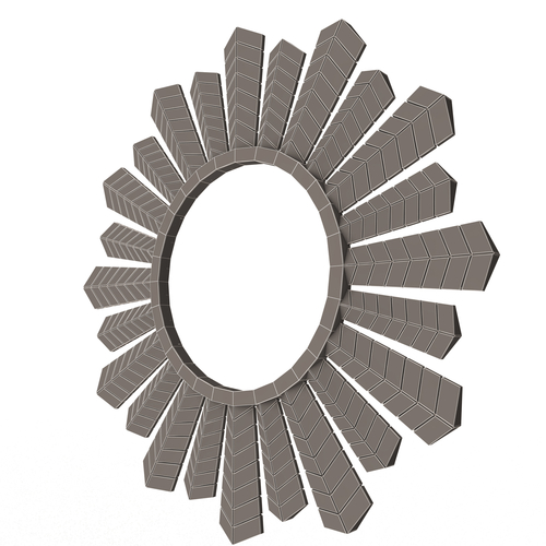 Leaf Round Mirror 02 3D Print 500432