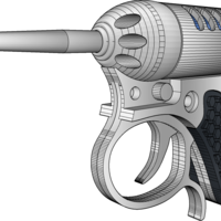 Small Men in black's noisy cricket gun, screen accurate 3D Printing 501266