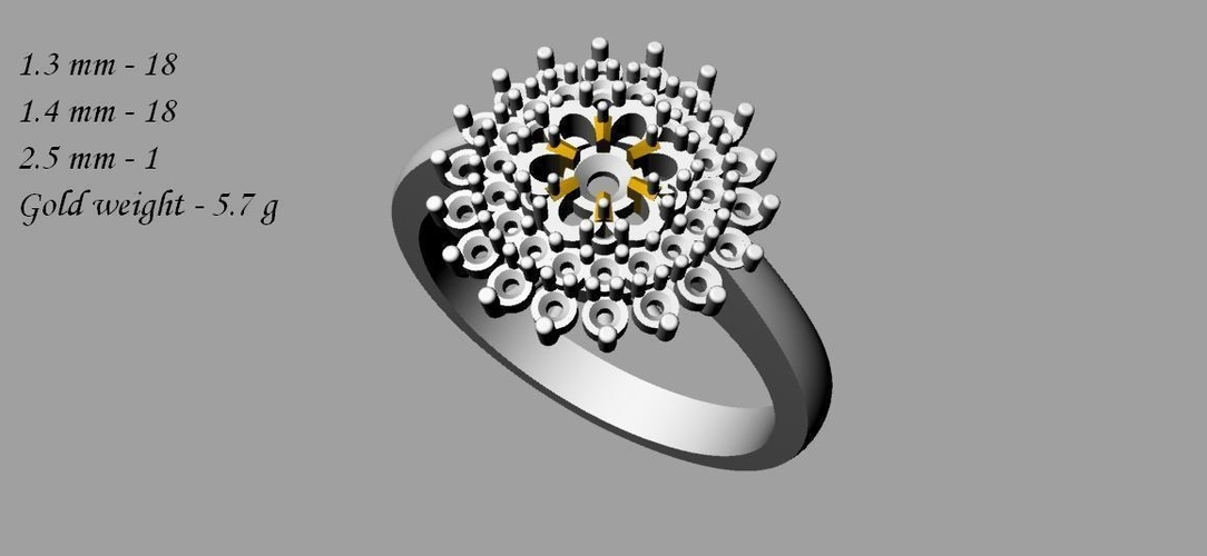 Floral Motif Ladies Ring 3D Print 501301