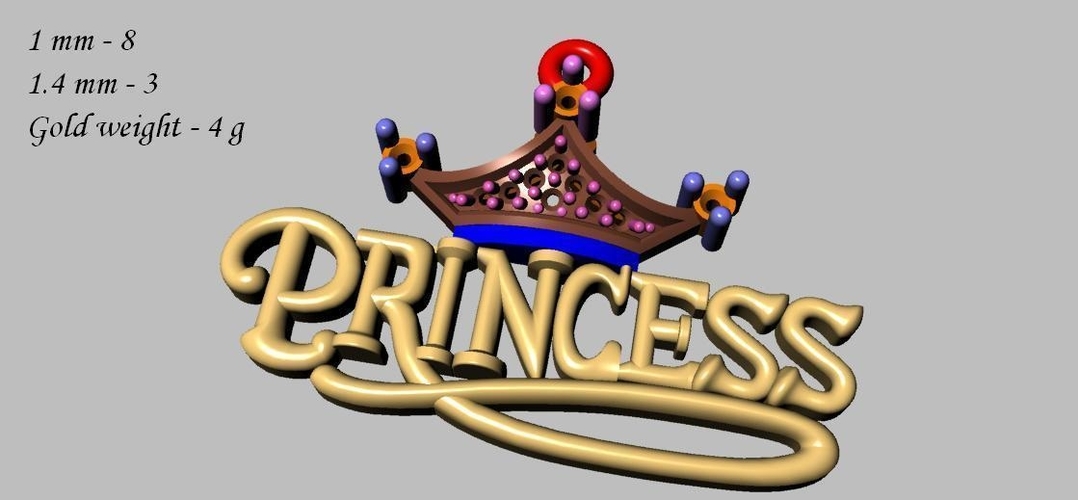 cute princess pendant STL file for sale 3D Print 501312