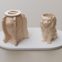 Small Lion - Mold for making plant pots 3D Printing 502084