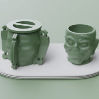 Small Zombie Head - Mold for making plant pots 3D Printing 502822