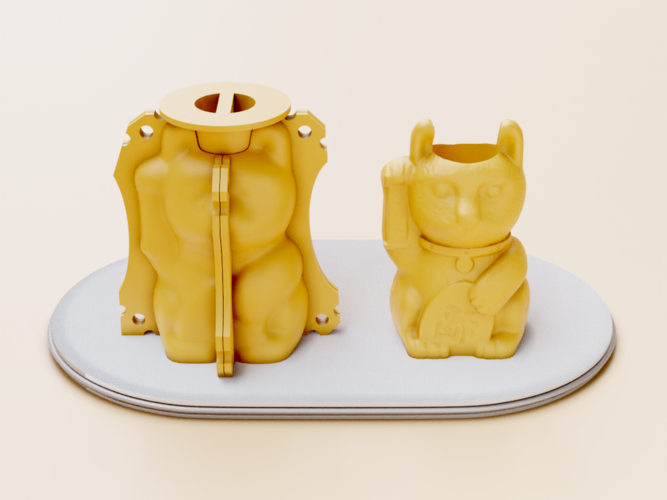 Maneki-neko  - Mold for making plant pots 3D Print 502825