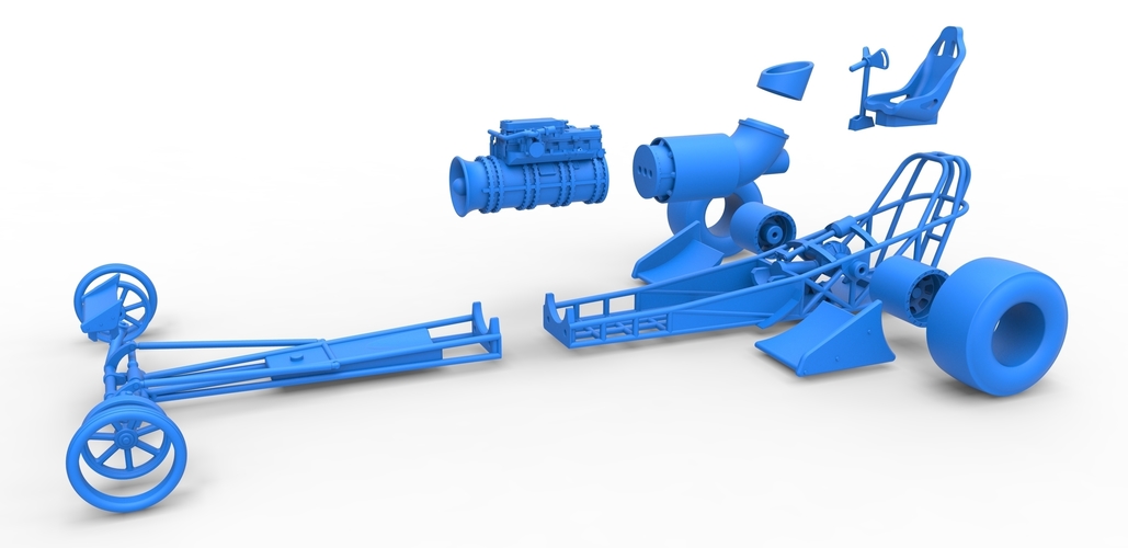 Front engine jet dragster Scale 1:25 3D Print 502841