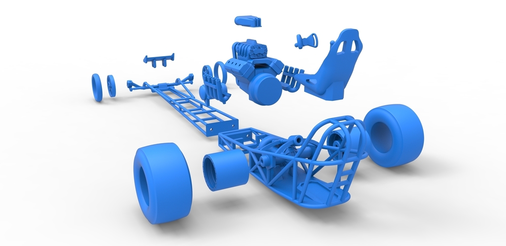 Front engine dragster with V8 Scale 1:25 3D Print 502934