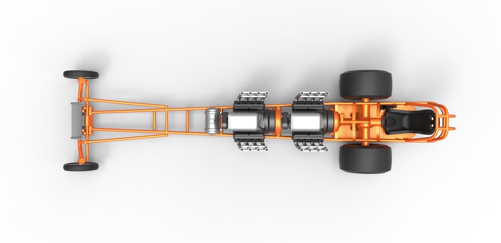 Front engine dragster with 2 V8 Scale 1:25 3D Print 503065