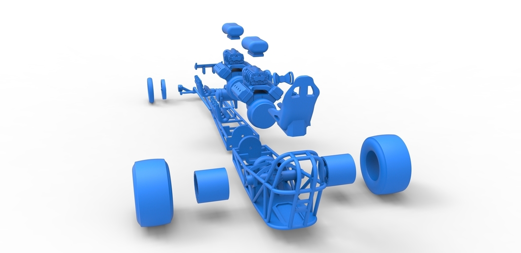 Front engine dragster with 2 V8 Scale 1:25 3D Print 503077