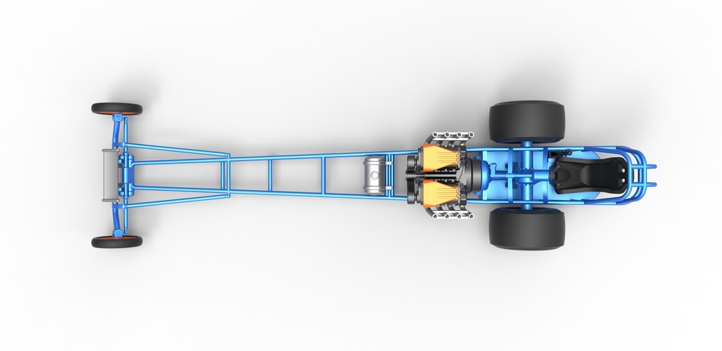 Front engine dragster with double supercharged V8 1:25 3D Print 503096