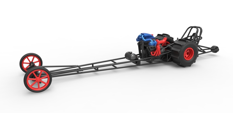 Front engine dirt dragster with turbo V8 1:25