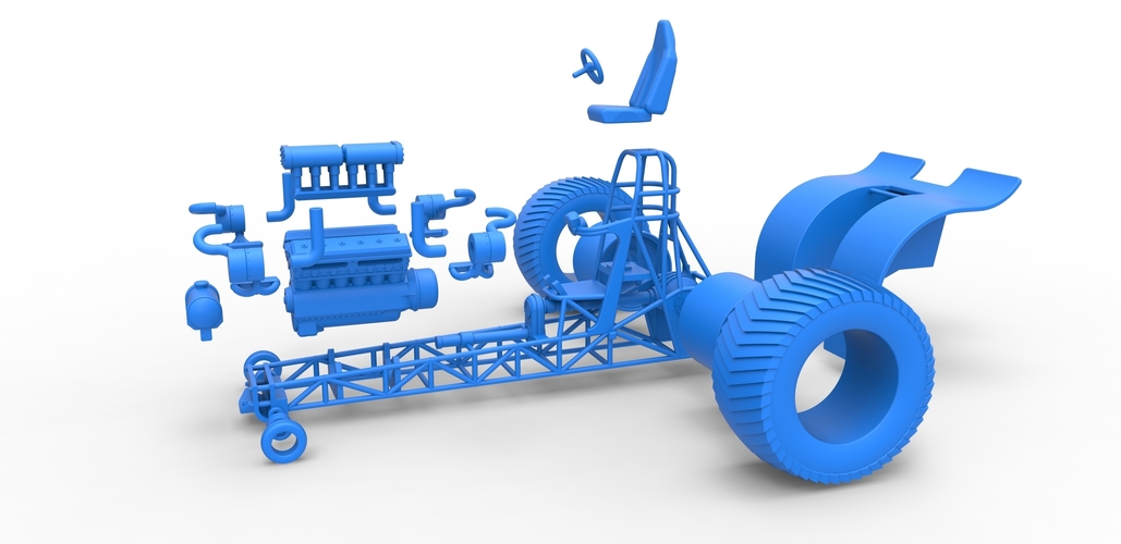 Pulling tractor with turbo engine V12 Version 2 Scale 1:25 3D Print 504884