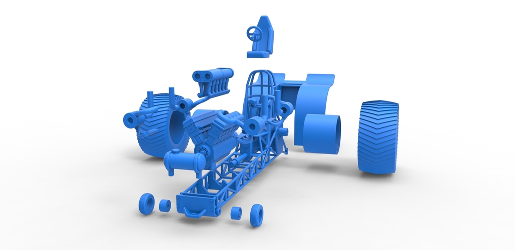 Pulling tractor with turbo engine V12 Version 2 Scale 1:25 3D Print 504887