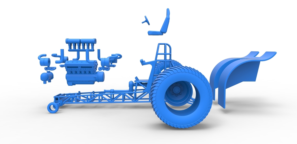 Pulling tractor with turbo engine V12 Version 2 Scale 1:25 3D Print 504888