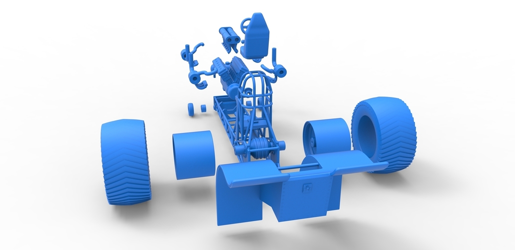 Pulling tractor with turbo engine V12 Version 2 Scale 1:25 3D Print 504891