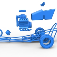 Diecast Front engine old school dragster with V8 Scale 1:25 - Thumbnail 19