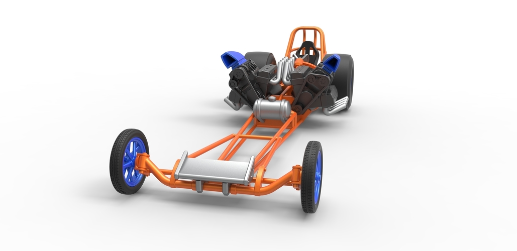 Front engine dragster with 2 V8 Version 2 Scale 1:25 3D Print 505155