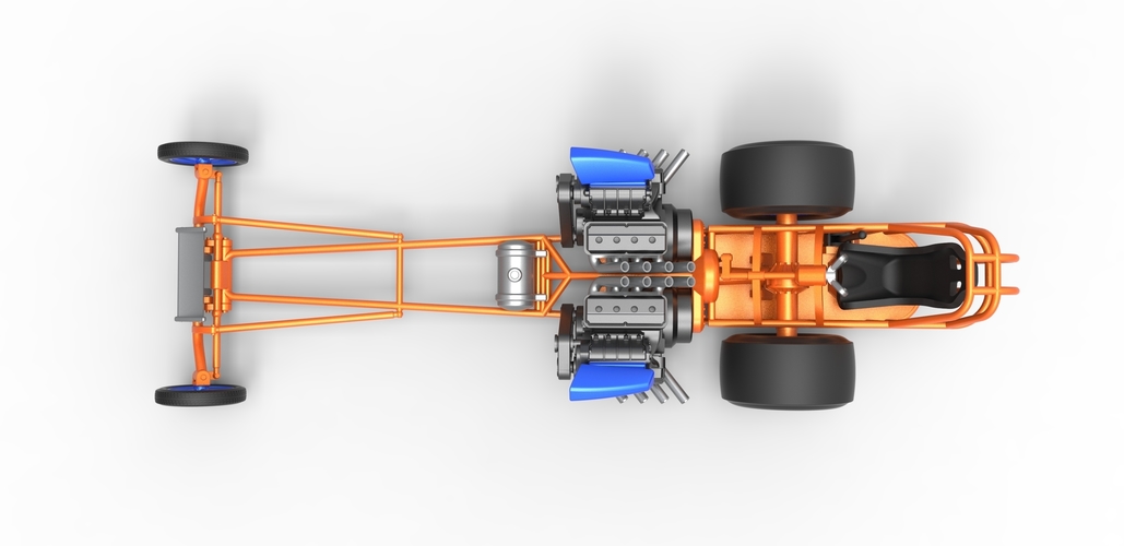 Front engine dragster with 2 V8 Version 2 Scale 1:25 3D Print 505161