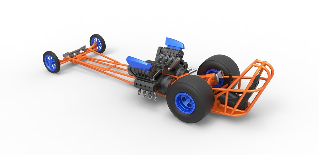 Front engine dragster with 2 V8 Version 2 Scale 1:25 3D Print 505162