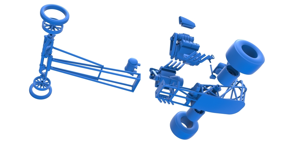 Front engine dragster with 2 V8 Version 2 Scale 1:25 3D Print 505167