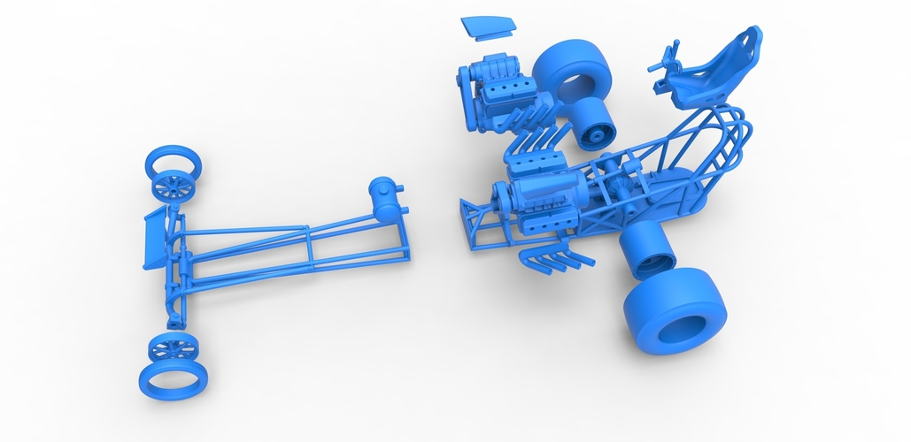 Front engine dragster with 2 V8 Version 2 Scale 1:25 3D Print 505168