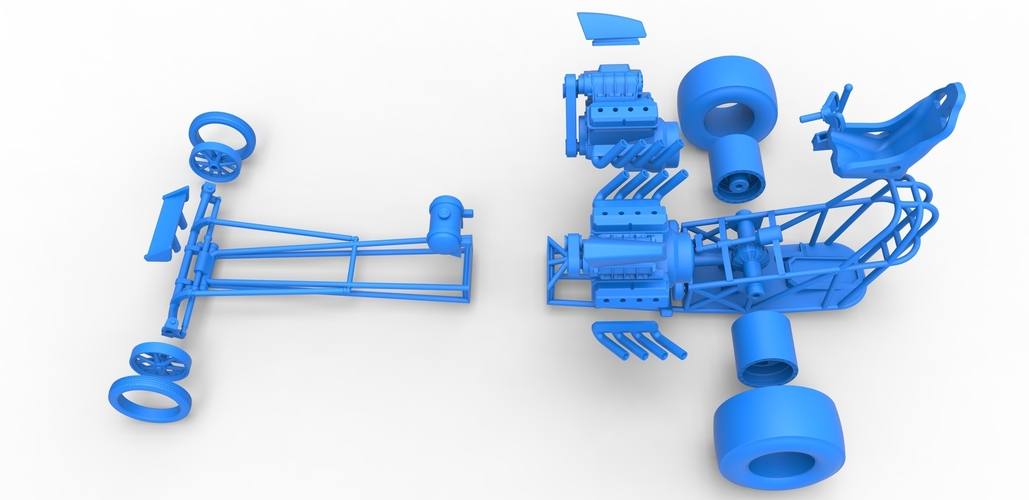 Front engine dragster with 2 V8 Version 2 Scale 1:25 3D Print 505171