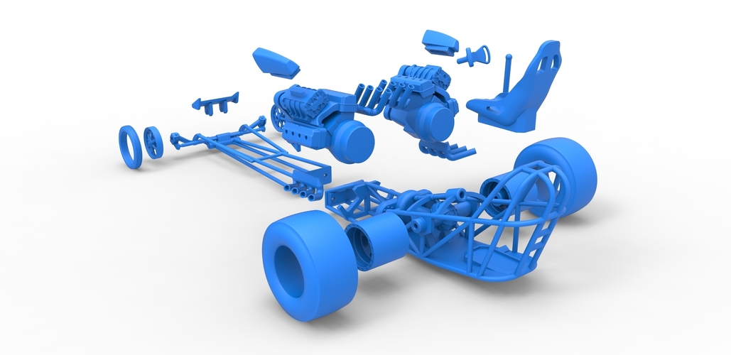 Front engine dragster with 2 V8 Version 2 Scale 1:25 3D Print 505172