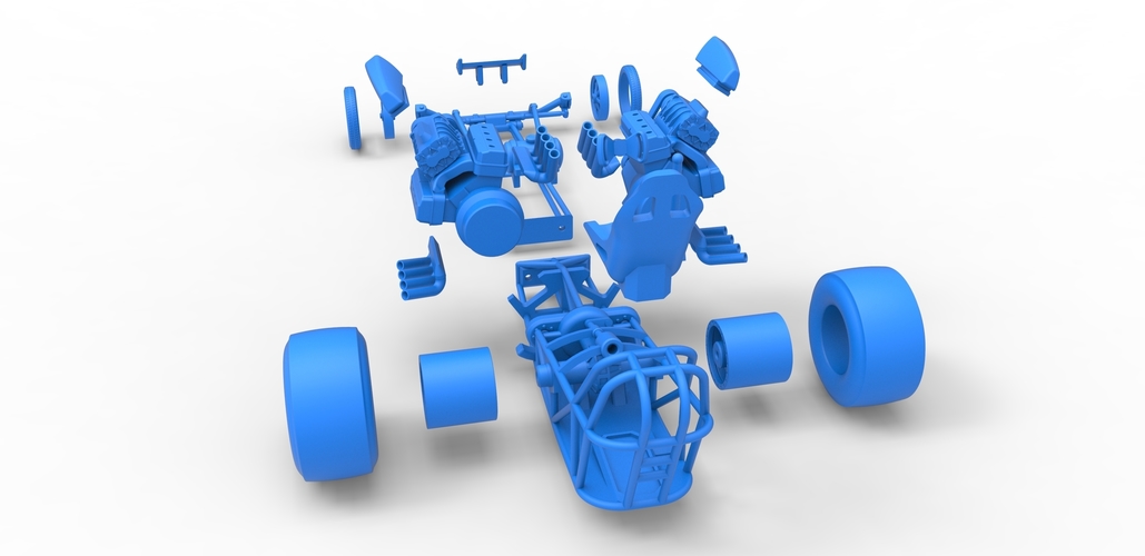 Front engine dragster with 2 V8 Version 2 Scale 1:25 3D Print 505173