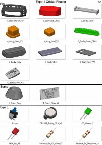 Cricket Phaser - Star Trek - Printable 3d model - STL files 3D Print 505274