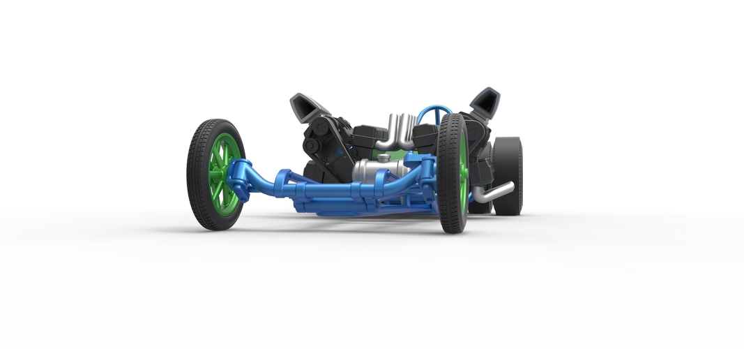 Front engine old school 6 wheeled dragster Scale 1:25 3D Print 505699