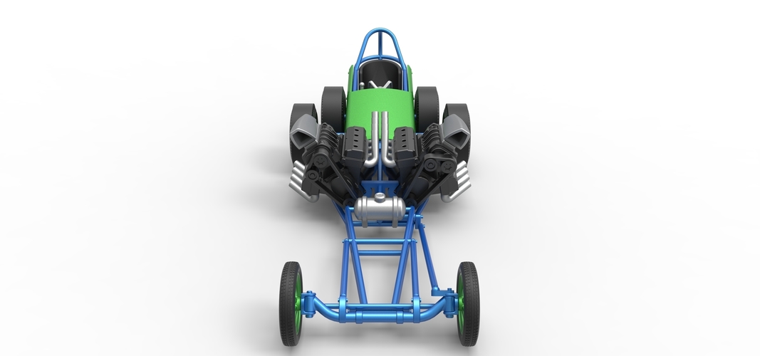 Front engine old school 6 wheeled dragster Scale 1:25 3D Print 505700