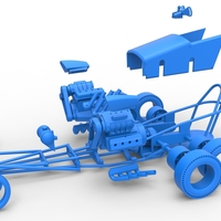 Front engine old school 6 wheeled dragster Scale 1:25 - Thumbnail 15