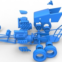 Front engine old school 6 wheeled dragster Scale 1:25 - Thumbnail 20