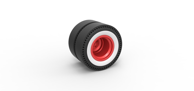 Double rear wheel of old school dragster Scale 1:25