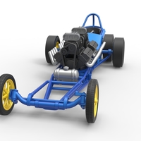 Front engine old school 6 wheeled dragster Version 2 Scale 1:25 - Thumbnail 4