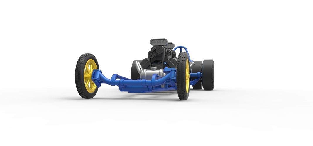 Front engine old school 6 wheeled dragster Version 2 Scale 1:25 3D Print 506001