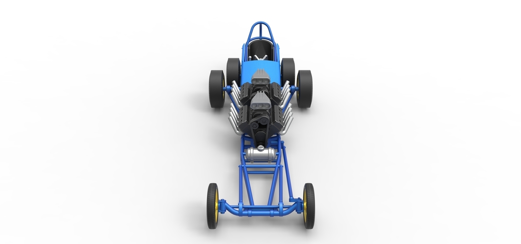Front engine old school 6 wheeled dragster Version 2 Scale 1:25 3D Print 506002