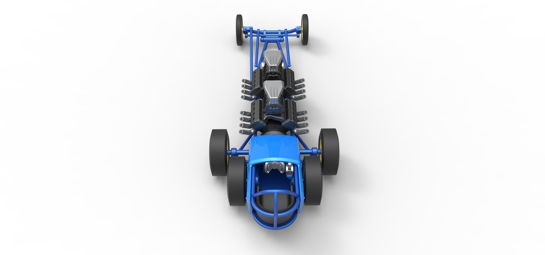 Front engine old school 6 wheeled dragster Version 2 Scale 1:25 3D Print 506009