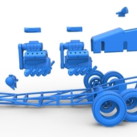 Front engine old school 6 wheeled dragster Version 2 Scale 1:25 - Thumbnail 19